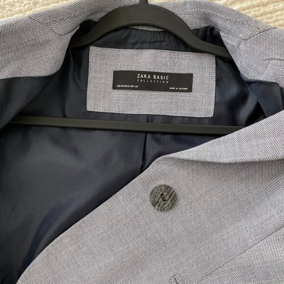 Zara Basic Tailored Grey Blazer | One Button | Fitted Classic Jacket - Picture 14 of 16